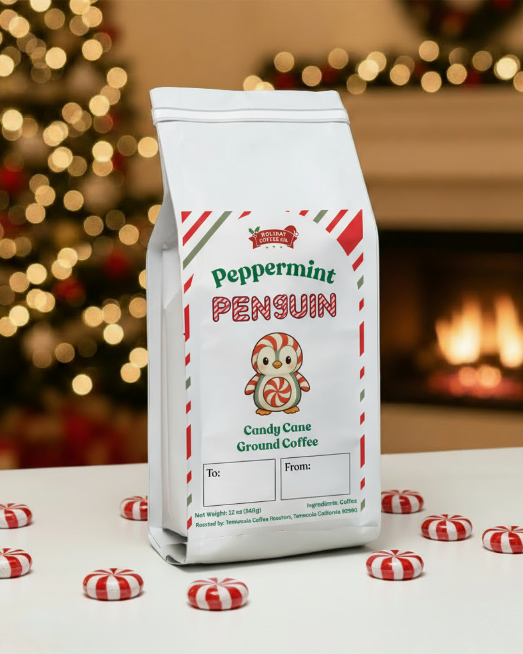 Peppermint Penguin Candy Cane Ground Coffee