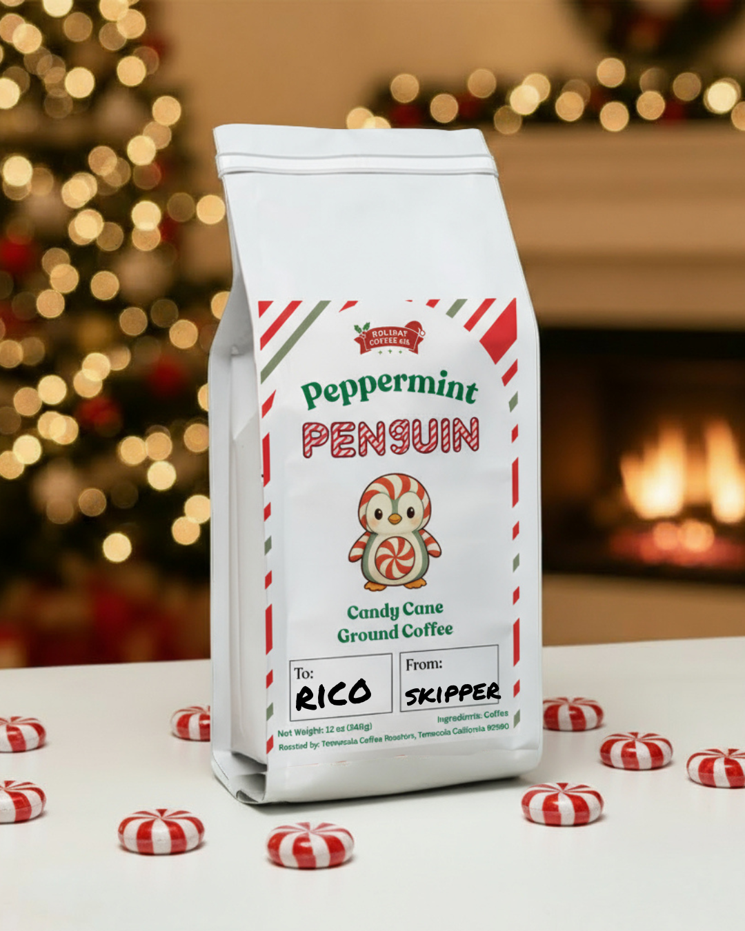 Peppermint Penguin Candy Cane Ground Coffee